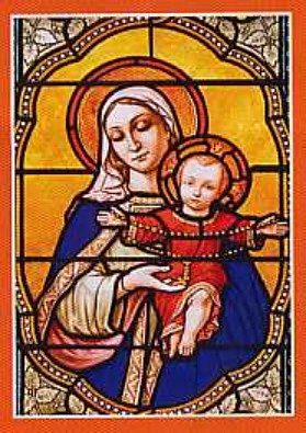 Dzieciątko Jezus z różańcem na rękach Maryi