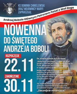 Nowenna do św. Andrzeja Boboli 2021 (plakat)